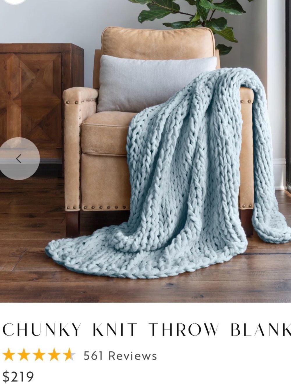 NWT Linens & Hutch Chunky Oversized Knit Throw Blanket in Blue. Fab!! - Picture 2 of 7